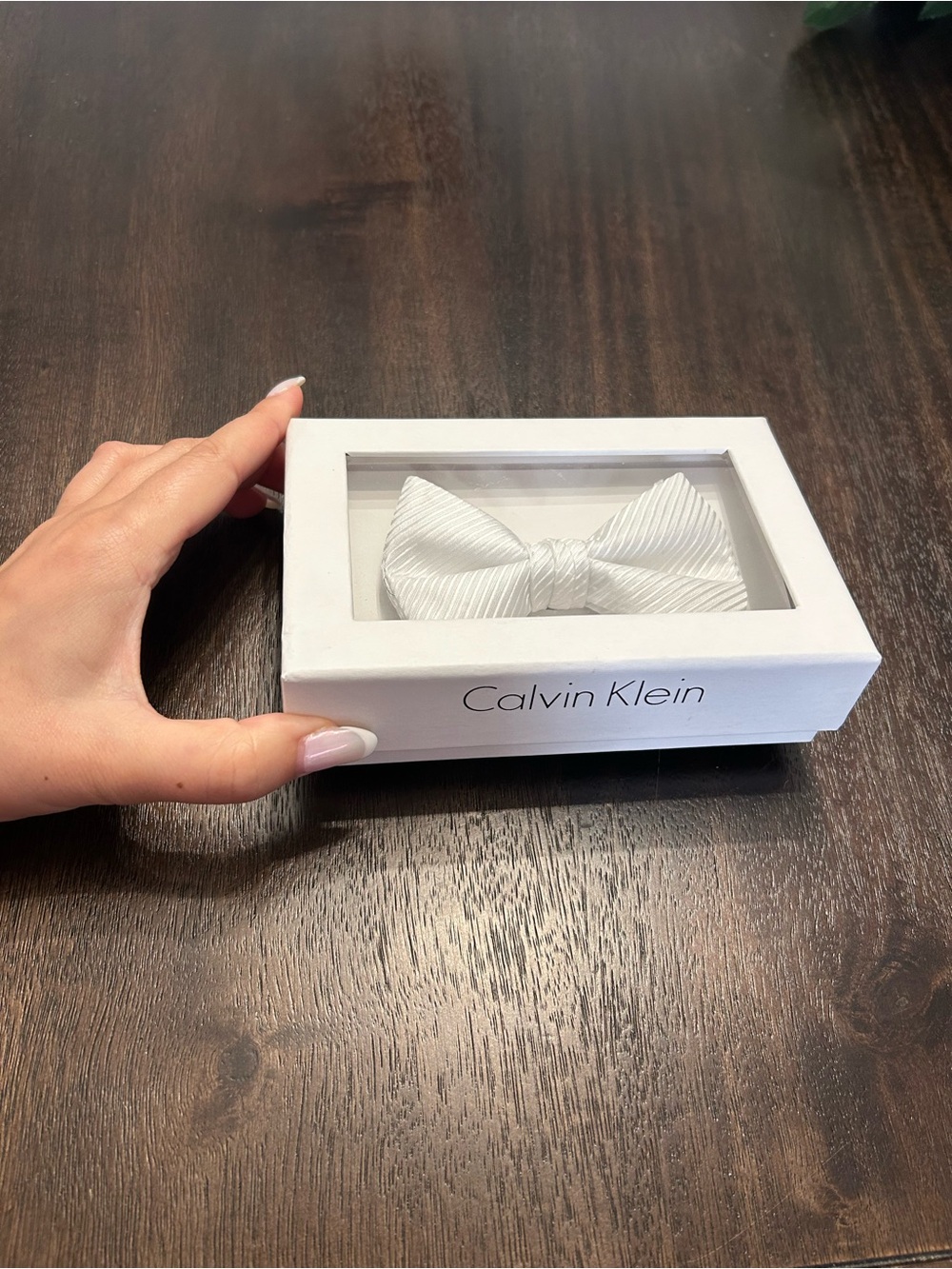 Calvin Klein white bow tie